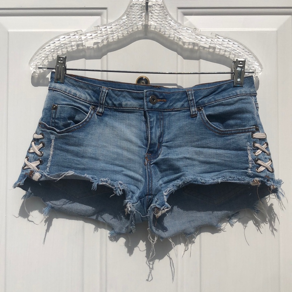 Ocean Drive laced-up Blue Jean Shorts Size 3